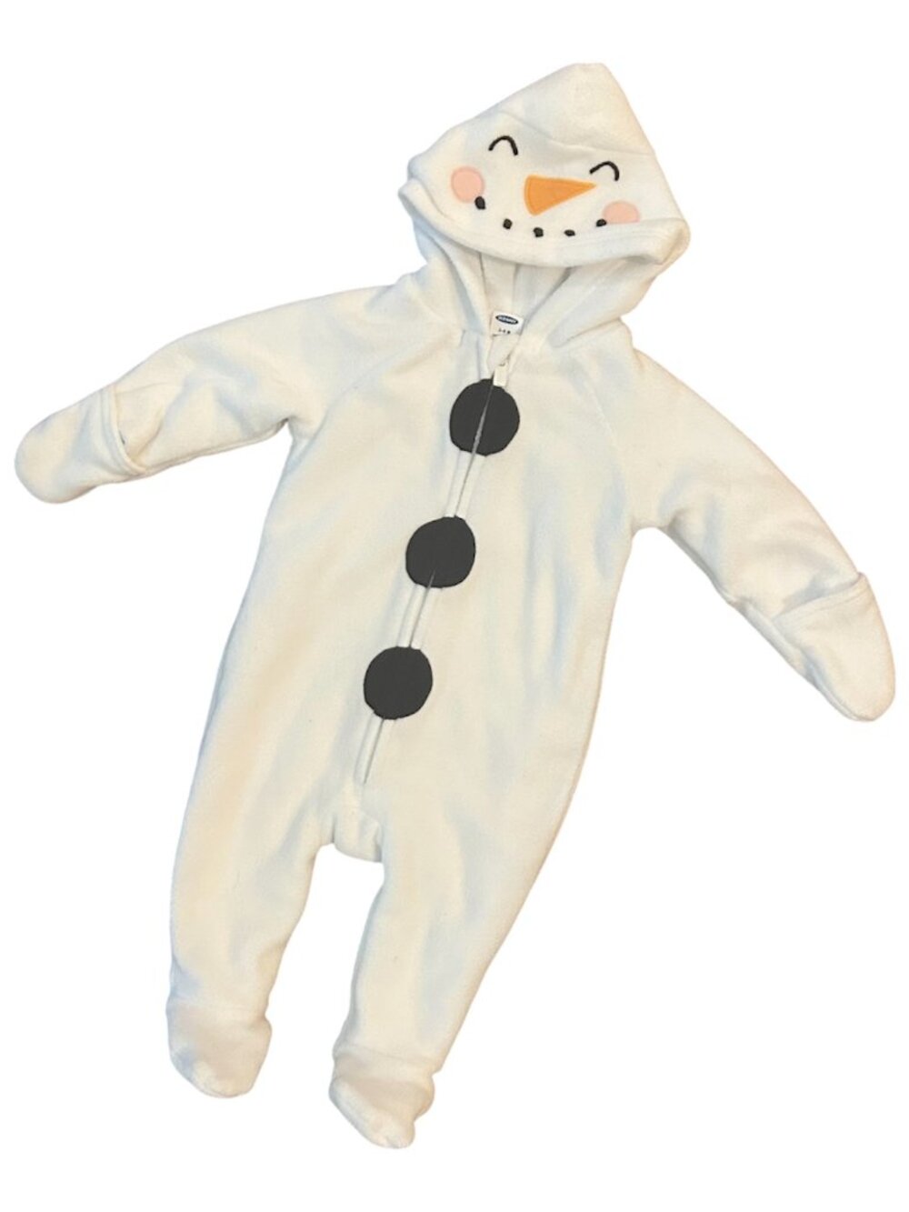 Old Navy Baby Snowman Fleece Bunting One-Piece Hooded Sleeper Size 3-6 Months